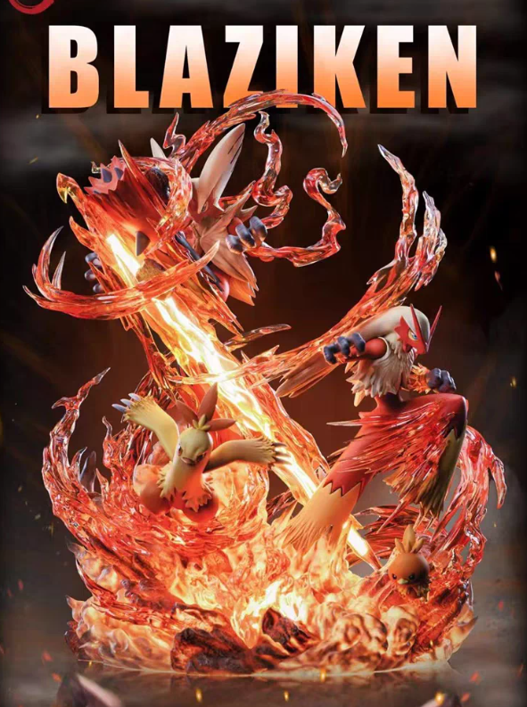 Fantasy Studio Blaziken Family statue from Pokemon